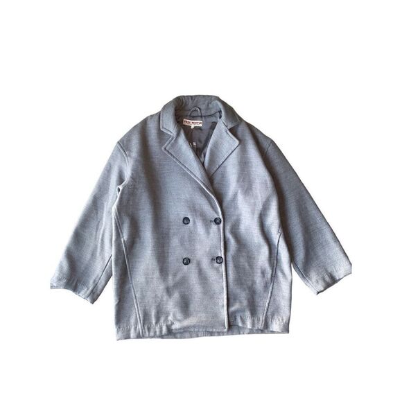 FREE PEOPLE Gray Double Breasted Hannah Slouchy Blazer Coat - Picture 8 of 14